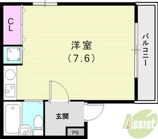 ラムール春日野道【4階】の間取り