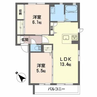 ウィスピア A【2階】の間取り