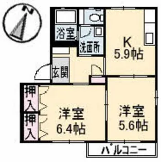 サンライズ長野B棟【1階】の間取り