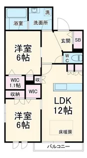 クレスコート岸町【2階】の間取り