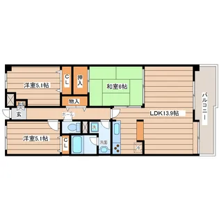 ロイヤルパレス長町南III【1階】の間取り