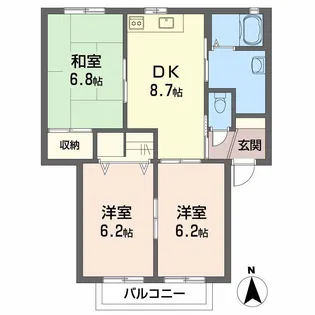クレスト恵久美【2階】の間取り