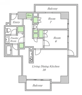 ザ・グランドビューオオサカ【12階】の間取り