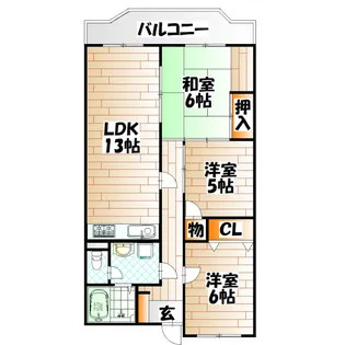 グランピア八幡東【4階】の間取り