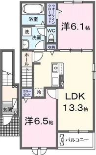 トランブルー大和C【2階】の間取り