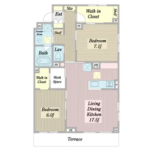 ベルガモット不動橋【1階】の間取り