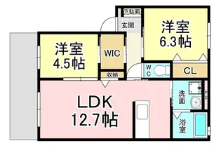クラヴィエ赤坂A【1階】の間取り