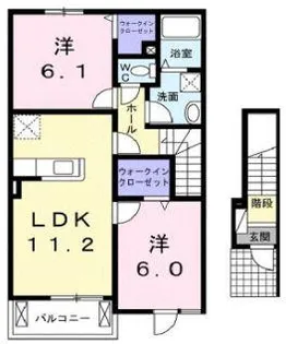 コーポサンスカイ B棟【2階】の間取り