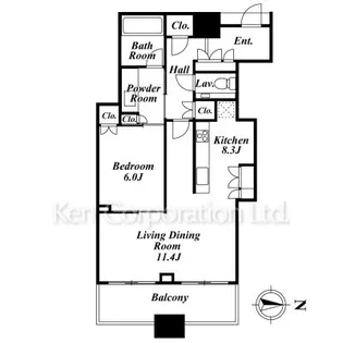 プラウドタワー千代田富士見【10階】の間取り