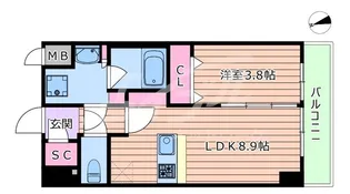 アーバス天満橋【8階】の間取り