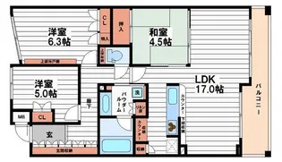 イトーピア北浜スウィートマーク【15階】の間取り