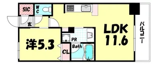 ワコーレ神戸北野ザ・テラス【3階】の間取り