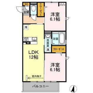 パラディーソ B棟【3階】の間取り