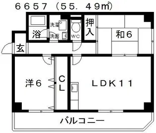 エスポワール恵我之荘【2階】の間取り