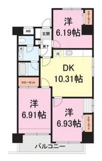 コスモリード池上【12階】の間取り