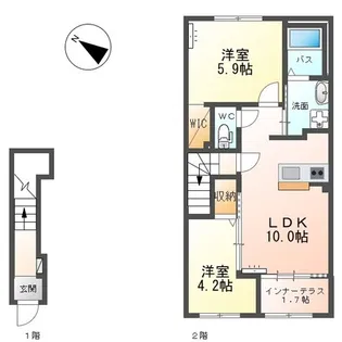 燕市井土巻新築アパート【2階】の間取り