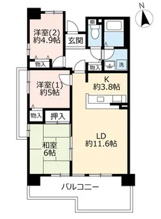 URルゼフィール潮江【4階】の間取り