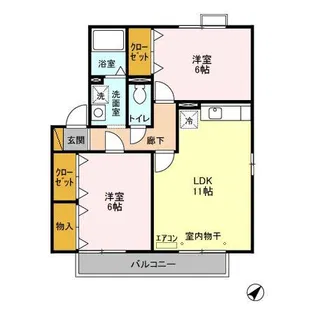 サンヴィラージュD【2階】の間取り
