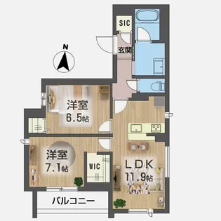 サンアイレジデンスキヌタ【2階】の間取り
