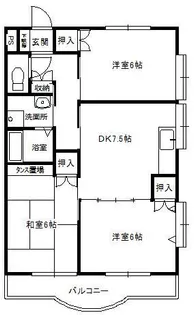サシキツインハイツB棟【3階】の間取り