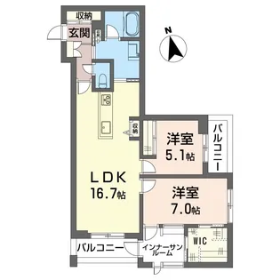 2LDKの間取り画像