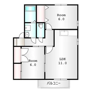 群馬県高崎市倉賀野町【アパート】の間取り