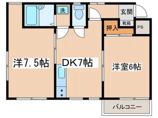 ハイツ渡辺・1【3階】の間取り