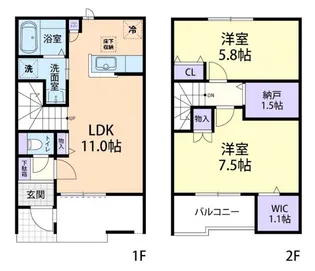 2LDKの間取り画像