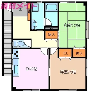 H様アパート【2階】の間取り