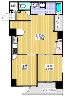 ヒルズ扇町【6階】の間取り