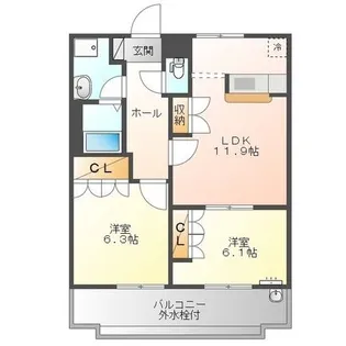 ソレアード・メゾンB【2階】の間取り