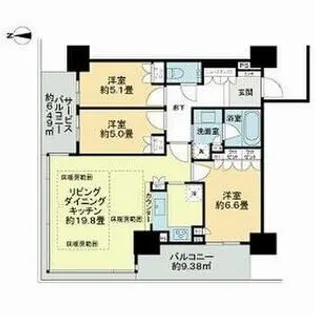 グランドメゾン新梅田タワーTHE CLUB RESIDENCE【7階】の間取り