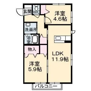 シャーメゾンジョイナスA棟【2階】の間取り