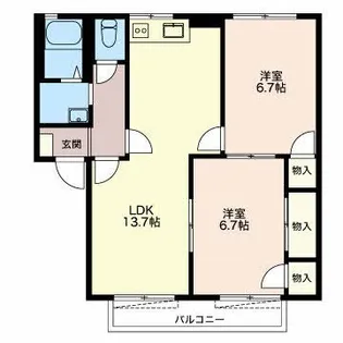 ラフィーネ稲生 B【1階】の間取り