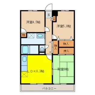 バルトハイム【1階】の間取り