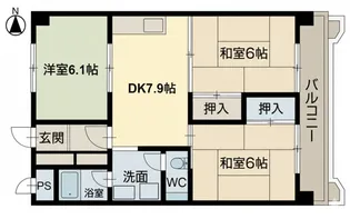 須賀ハイツ【4階】の間取り