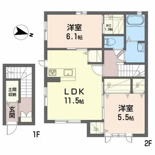 シャーメゾンカリーノII【2階】の間取り