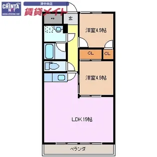 リパルティーレ津新町 A棟【3階】の間取り