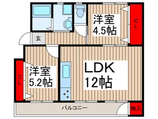 新狭山ハイツ22号棟【5階】の間取り