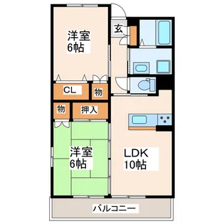 ハーミテイジ長嶺壱番館【2階】の間取り