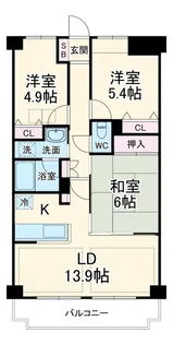 プリムローズ東越谷【3階】の間取り