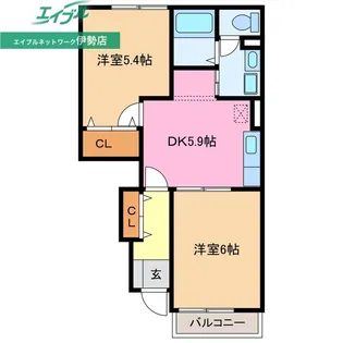 メゾン・プリューヌ II棟【1階】の間取り