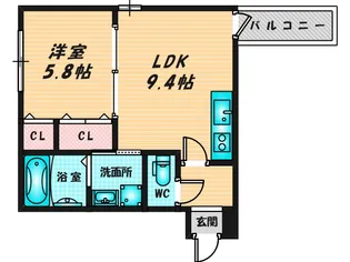 フジパレス瓜生堂V番館【2階】の間取り