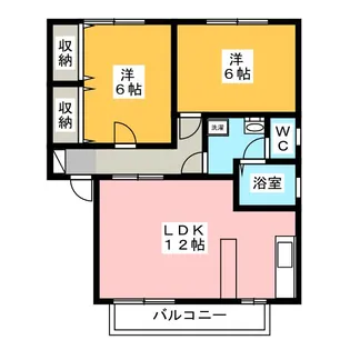ハイランドタウンB棟【1階】の間取り