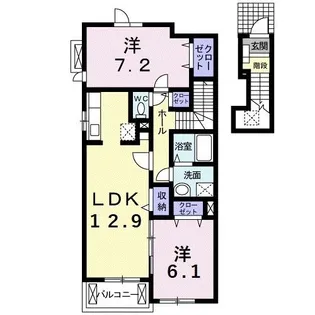 プリムヴェールM【2階】の間取り