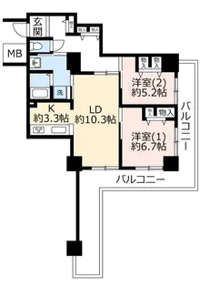 URぷららてんま【21階】の間取り
