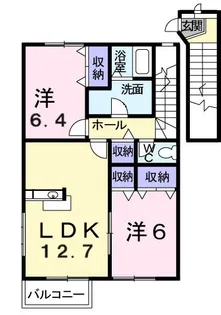 カーサ・ビエント A棟【2階】の間取り