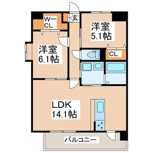 プリマレーベン弓削【1階】の間取り