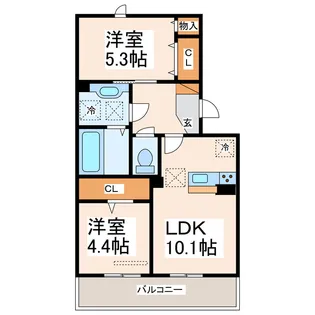 サンライズ新土河原【1階】の間取り