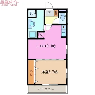 カーザ北勢【1階】の間取り